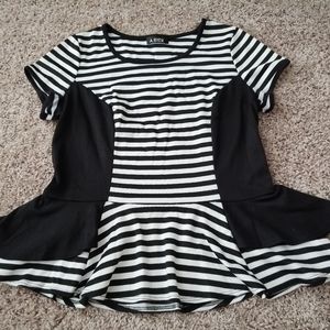 Striped Dual Peplum Blouse